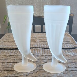 Powder Viking Horn Frosted Pilsner Glasses Vintage